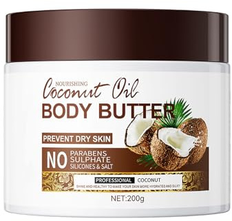 200g Coconut Body Butter for Women - Coconut Cream Body Moisturiser for Dry Skin, Deeply Nourishes & Hydrates for Silky Smooth Skin, Body Creams for Women,Daily Skincare Routine