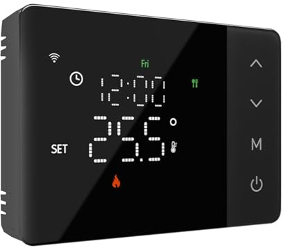 Termostato WiFi 503 a Batteria Nero, Per Caldaia a Gas, Montaggio Parete o Da Incasso Scatola 502 e 503, Programmazione Settimanale, Display Touch 120X86mm, Controllo APP e Manuale