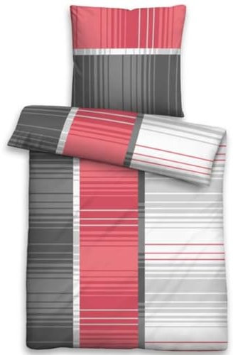 4tlg Microfaser Bettwäsche Klassisch Modern 2x 135x200 cm + 2x 80x80 cm 4-tlg Set Kariert in Weiß Grau Rot Anthrazit NEU mit Reißverschluss nach ÖKO-TEX Standard