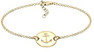 Elli Armband Damen Anker Plättchen Geo in 925 Sterling Silber vergoldet