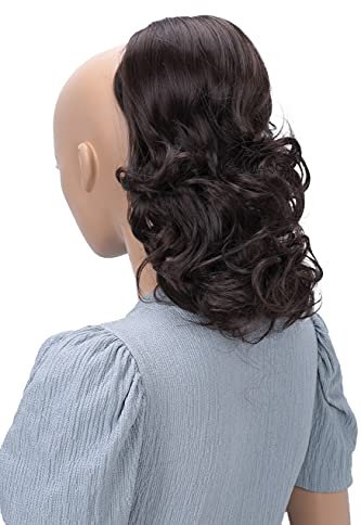CAISHA 30cm Haarteil Mia Zopf Haarverlängerung mit Kordelverschluss Voluminös Gewellt Schokobraun PH202