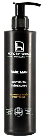 Homo Naturals Crema Hidratante Corporal Hombre BIO - Crema Cuerpo Hombre Natural con Ácido Hialurónico - Loción Corporal Hombre Perfumada - Orgánico y Vegano - 250 ml