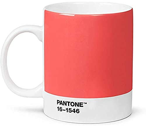 Pantone Porzellan Becher, Kaffeetasse 375 ml, mit Henkel, spülmaschinenfest, Farbe des Jahres 2019, Living Coral 16-1546