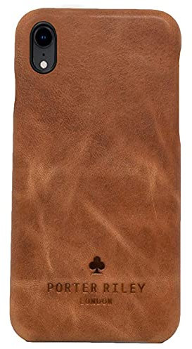 Porter Riley - Lederhülle für iPhone XR. Premium Ultra Dünn Echtleder Cover/Ledertasche/Backcover kompatibel mit iPhone XR (Hellbraun)