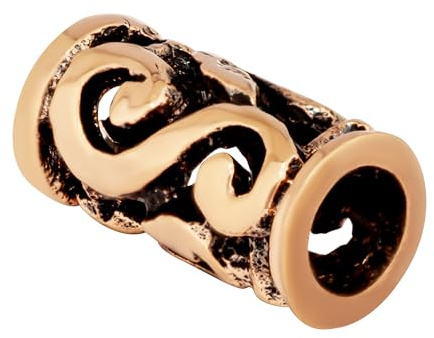 NKlaus Bart- und Haarperle Fenella mit keltischem Dekor, Bronze, 2 Stück | 8,3mm hoch; Innen-Ø 2,3mm; Gewicht je 0,3g