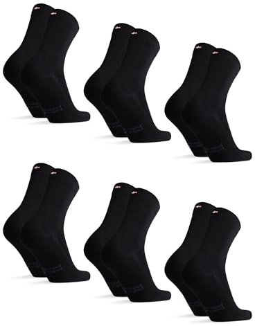 DANISH ENDURANCE Chaussettes en Fibre de Bambou, Homme Femme, 6 Paires, Noir, 35-38