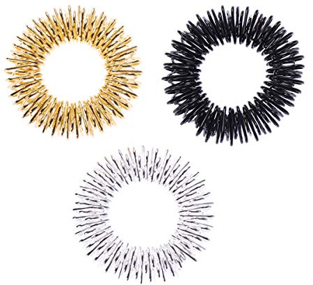 Supvox 3 STÜCKE chinesische medizin massage ring akupressurmassage ringe fingertherapie (gold + silber + schwarz)