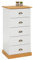 IDIMEX Chiffonnier Paris L 48 cm en pin Massif Blanc et Brun 5 tiroirs Commode Petit Meuble de Rangement Haut pour Chambre ou Salle de Bain 48 x 95 x 39 cm