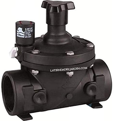 Suinga ELECTROVALVULA 1 1/2 24V Bermad con regulador de caudal serie 200, uso residencial y agrícola. Funciona con programadores de riego eléctricos Negro