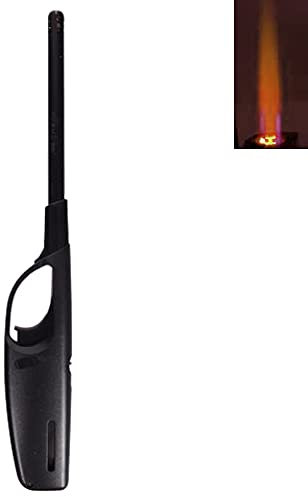 SEPILO Stabfeuerzeug Sturmfeuerzeug Gas Feuerzeug 27,5cm lang windfest mit Turboflamme für Kerzen Herd Ofen Holzbrenner Kamin Camping Gasfeuerzeug Metallic (Schwarz (1 Feuerzeug))