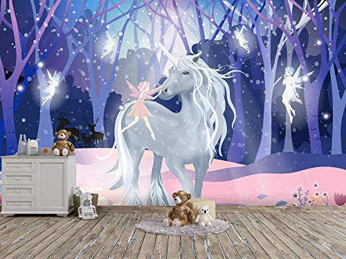 Oedim Fotomural Infantil Vinilo Para Pared Unicornio | Mural | Fotomural Vinilo Decorativo | 400 x 300 cm | Decoración comedores, salones, habitaciones