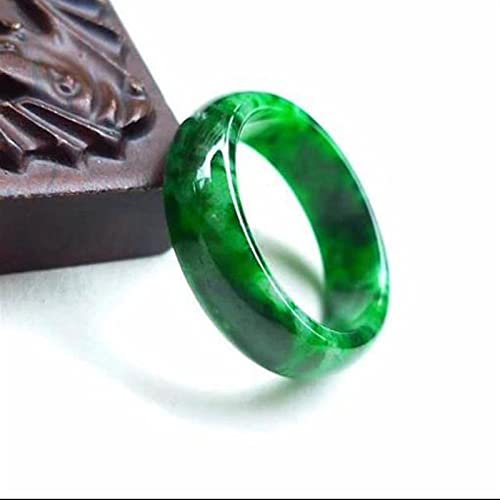 YZDKJ Jade Ring Natürlicher Burmese Jadeite Ring Schmuck Fine Schmuck Trockene Blüte Grüner Fingerring Smaragd Herren- und Damenring (Gem Color : Inner Diameter 19 mm)