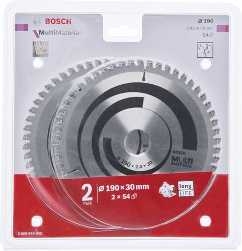 Bosch 2608644652 Multi Material Kreissägeblätter, 2 Stück, 30mm Bohrung, 190mm Durchmesser