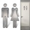 WC Schild Toilette Bad 1 Paar Türschild Toilettenschild Aufkleber Schild Symbol Mann und Frau Badschilder (Schwarz gebürstet (20 cm))