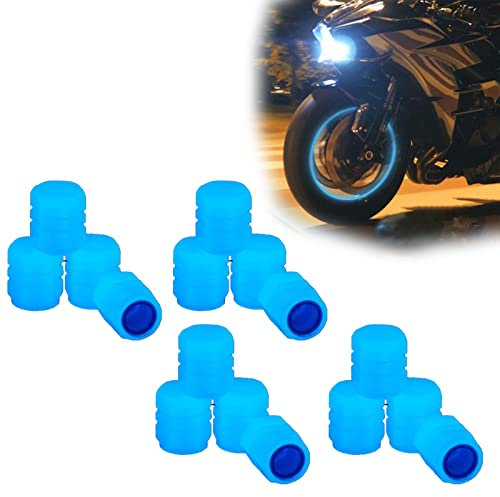 16 Stück Universelle Fluoreszierende Autoreifen, Leuchtende Stem Caps Autoventil Ventildecke, Ventilkappen Auto für Auto, LKW, SUV, Motorräder, Fahrrad (blau)