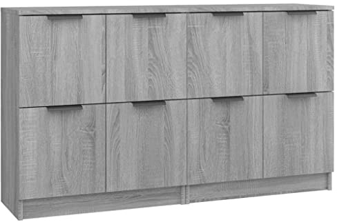 vidaXL 2X Sideboard Kommode Anrichte Schrank Beistellschrank Mehrzweckschrank Standschrank mit Türen Grau Sonoma 60x30x70cm Holzwerkstoff