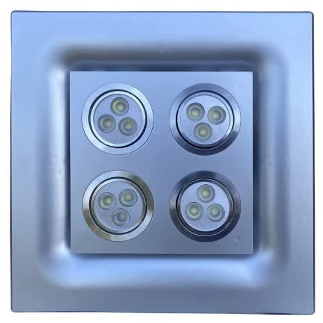 AirTech-UK Silver Bathroom Extractor Fan with 4 x 3 W LED Light Ceiling 100mm / 4 inches Exhaust Fan