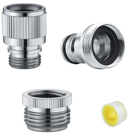 ZESE Schnellverbinder für Badezimmer/Küchenspüle, Schnellverschluss, Brauseschlauch/Gartenschlauch, Wasserhahn-Adapter für Badewanne, Bad und Küche, Wasserhahn-Schlauchbefestigung, Chrom