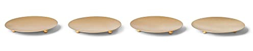 Novaliv 4er-Set Kerzenteller Dekoteller Gold 3 Füße Durchmesser 12cm Adventskranzkerzenhalter Tischdekoration für Stumpenkerzen Kerzenpin Metall Weihnachten Kerzenhalter Weihnachten