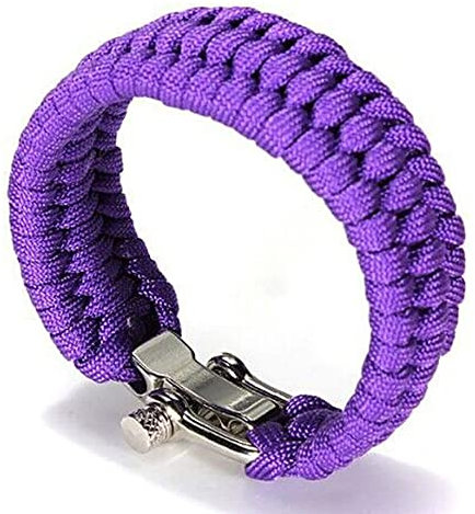 SEIWEI Pulsera de supervivencia de paracaídas, cuerda de paracaídas tejida al aire libre con hebilla ajustable de acero inoxidable para camping, paseos en barco y senderismo (rojo)