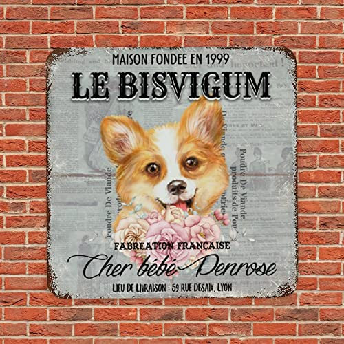 Divertido letrero de metal para perros y mascotas, placa personalizada con nombre de perro, estilo francés, vintage, para colgar puerta de perro, impresiones artísticas de metal, placa de pared retro