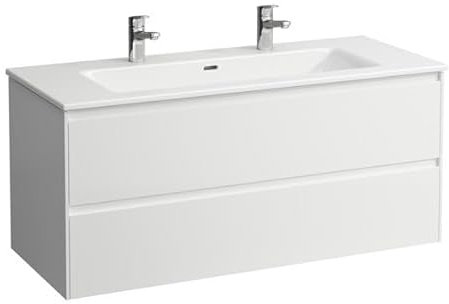 Laufen PRO S Set Lani Komplettset 1200, Waschtisch, 2 Hahnlöcher, inklusive Waschtischunterbau, 1200x500x540mm, H8649692601071, Farbe: Weiss matt