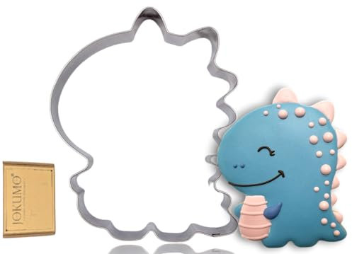 JOKUMO Cortador de galletas de dinosaurio para niños de 4 pulgadas, molde cortador de galletas de dinosaurio grande para niños, acero inoxidable 18/0