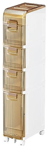 Clip Storage Cabinet Schublade Ultra Narrow Seam Sideboard Kitchen Seam Cabinet Floor Standing mit Clear Drawers und Casters, Badezimmerschrank für Schränke, Schlafzimmer, Wäscherei