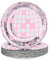 FunisFun Disco Plates 25P Disposable Disco Ball Plates for 70s Disco Party Decorations Wedding Birthday Bachelorette Party 7 Pink