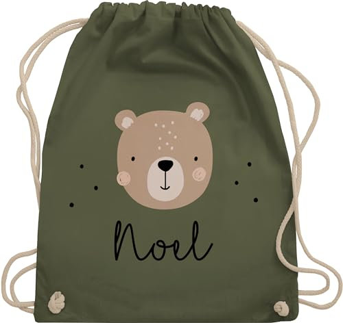 Turnbeutel Rucksack - Süßer Bär I Bären I Bärenmotiv I Bear - Unisize - Olivgrün - personalisierte geschenke kinder kindergarten wechselbeutel teddy name sporttasche personalisierter junge