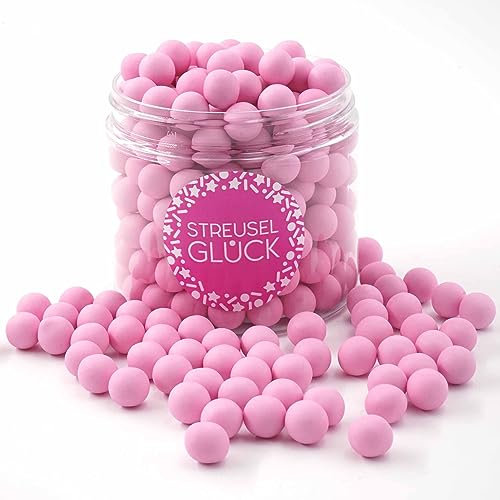 STREUSEL GLÜCK Streusel Tortendeko Schokokugeln rosa pastell 180g - Zuckerstreusel Geburtstag Kuchendeko Weihnachten Schokoperlen - Sprinkles Deko Plätzchen Torte Kuchen Cupcakes - essbare Streudeko