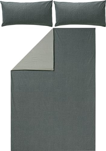 REDBEST Wendebettwäsche Renforcé anthrazit-Kiesel Größe 1x 200x200 cm + 2X 40x80 cm
