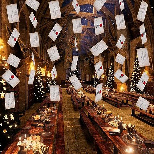 2 Pack Christmas Horror Banner Necklace Party Decorations Floating Wizards Acceptance Letter Banners for Halloween Decorations Magic Wizards Welcome Decor for Christmas.