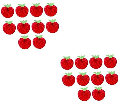 STOBOK Obstdekor 40 Stück Party-Girlande Apfel-Pom-Kondole-Kugeln Hochzeit Farbige Form Kreative Dekoration – Wabenband Festival-Dekoration Rote Obst-Kugel-Dekorationen Geburtstag Für