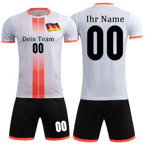 OPUTWDF Fußball Trikot mit Namen Set Jungen Personalisiert Fussball Trikot mit Nummer Set Kinder Herren Personalisieren Trikot und Shorts