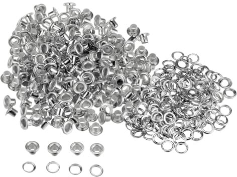 QUARKZMAN 300 Set Kit Occhielli in Metallo 3mm 1/8 Foro Occhielli per Teloni Occhiello con Rondelle per Scarpe Vestiti Cintura Etichetta Borsa Tessuto Pelle Progetto, Tonalità Argento