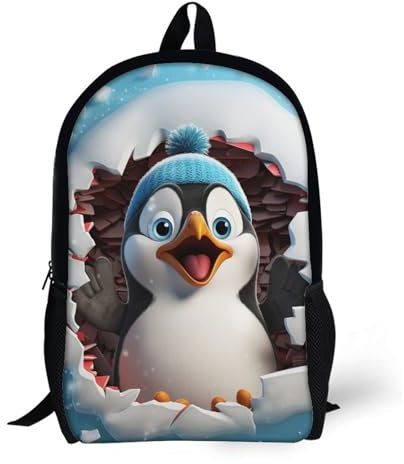 OakiTa Rucksäcke Cartoon Pinguin Kinder Schulrucksack Schultasche 3D Gedruckte Süße Tiere Schultasche Für Jungen Grundschule Und Mittelschule Schüler, Geschenke Für Jungen Und Mädchen 17inch