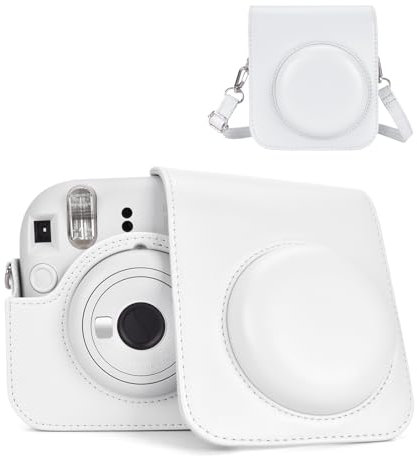 HIYQIN Instant 12 Camera Case Compatible with Fujifilm Instax Mini 12, for Instax Camera Case, Mini 12 Protective Case with Photo Pocket - Clay White