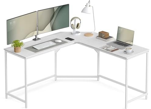 VASAGLE Eckschreibtisch, L-förmiger Computertisch, 149 x 149 x 76 cm, platzsparender Bürotisch, Homeoffice, Gaming, ahornweiß LWD073W01