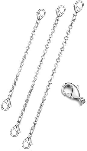 DOLPHERS 925 Sterling Silber Verlängerung Kette Halskette 3PCS Kettenverlängerer Karabinerverschlüsse Verlängerungskette Halskette kettenverlängerung silber Armband Fußkettchen für Halskette-13