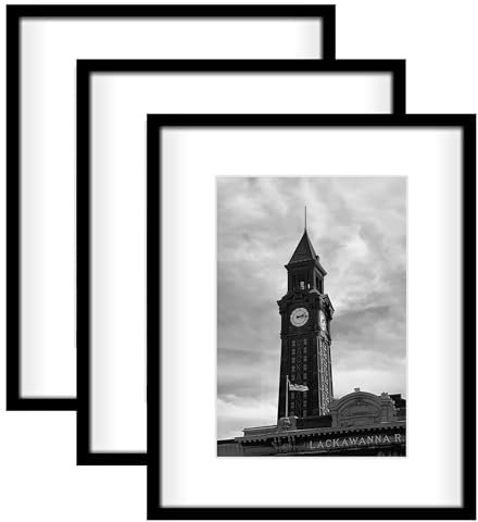 Wiscet 16x20 Bilderrahmen 3er Set, Display Bilder 11x14 mit Passepartout oder 16x20 Posterrahmen ohne Passepartout, Wandgalerie Fotorahmen, Schwarz