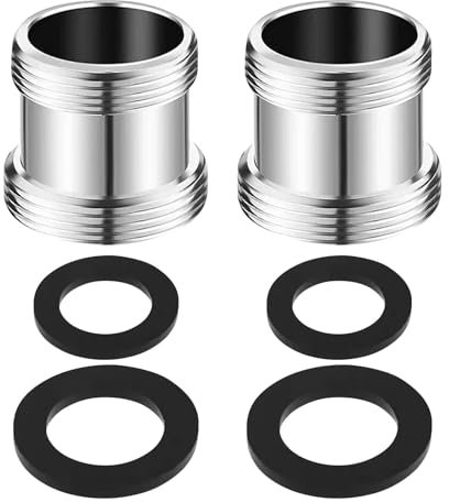 2 Stück Wasserhahn Adapter M22 auf M24 Gewindeadapter für Außengewinde Doppelgewinde für Wasserfilter Belüfteranschluss Wasserreiniger mit Gummidichtung (Silber)