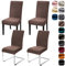 Alishomtll Lot de 4 housses de chaise extensibles en velours, pour cuisine, restaurant, hôtel, banquet, mariage, kaki