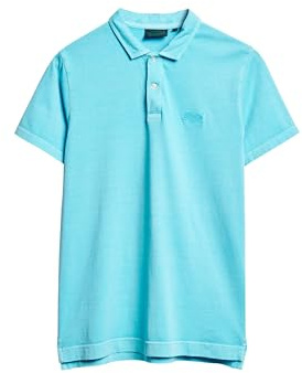 Superdry Herren Essential Jersey-Polohemd mit neonfarbenem Logo Neon-Himmelblau XL