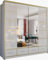 MN Furniture Sudenia High Gloss 2 & 3 Sliding Doors Wardrobe with Mirror, Drawers Cabinet with Storage Cabinets Hanging Rails Art Decor Closet in White, Black and Grey (White, 203cm)