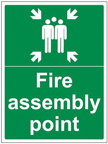 V Safety Fire Assembly Point - Fire Assembly Point With Family - 400 X 600MM Safety Sign With Snap Frame