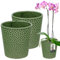 KOTARBAU® 2er Set Blumentopf Grün Keramik Glasiert ⌀ 9,5 cm Höhe: 11 cm Orchideentopf Modern Pflanztopf für Zimmerpflanzen