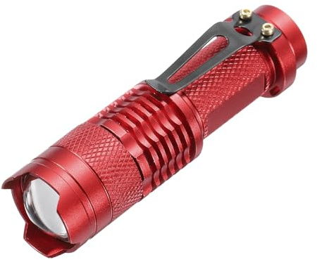 PATIKIL Scalable LED Flashlight, 3 Mode Aluminum LED Flashlight White Light Torch Battery Powered for Night Observation Camping Hiking Aviation, Red