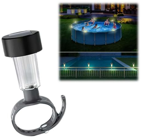 CTDWNT Lampes solaires de piscine hors sol, lampes solaires pour piscine hors sol, lampes solaires LED étanches blanc chaud, décoration de piscine, lampes solaires LED économes en énergie montées sur