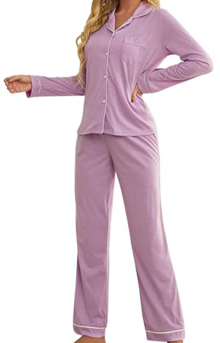 Pigiama Donna Lungo Cotone Pigiama Con Bottoni Caldo Manica Lunga Pigiami 2 Pezzi Aperto Davanti Invernale Set Pigiama Leggero Comodo Morbido Camicia Da Notte Taglie Forti Comodo Casual Per La Casa